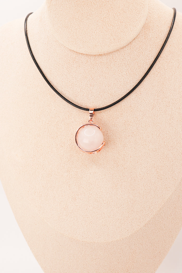 Pendant | Rose Quartz Moon Sphere-1