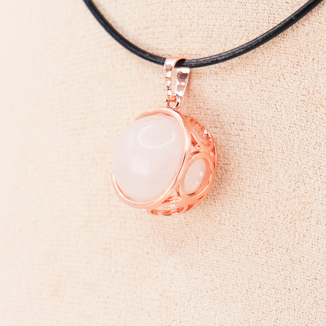 Pendant | Rose Quartz Moon Sphere-0
