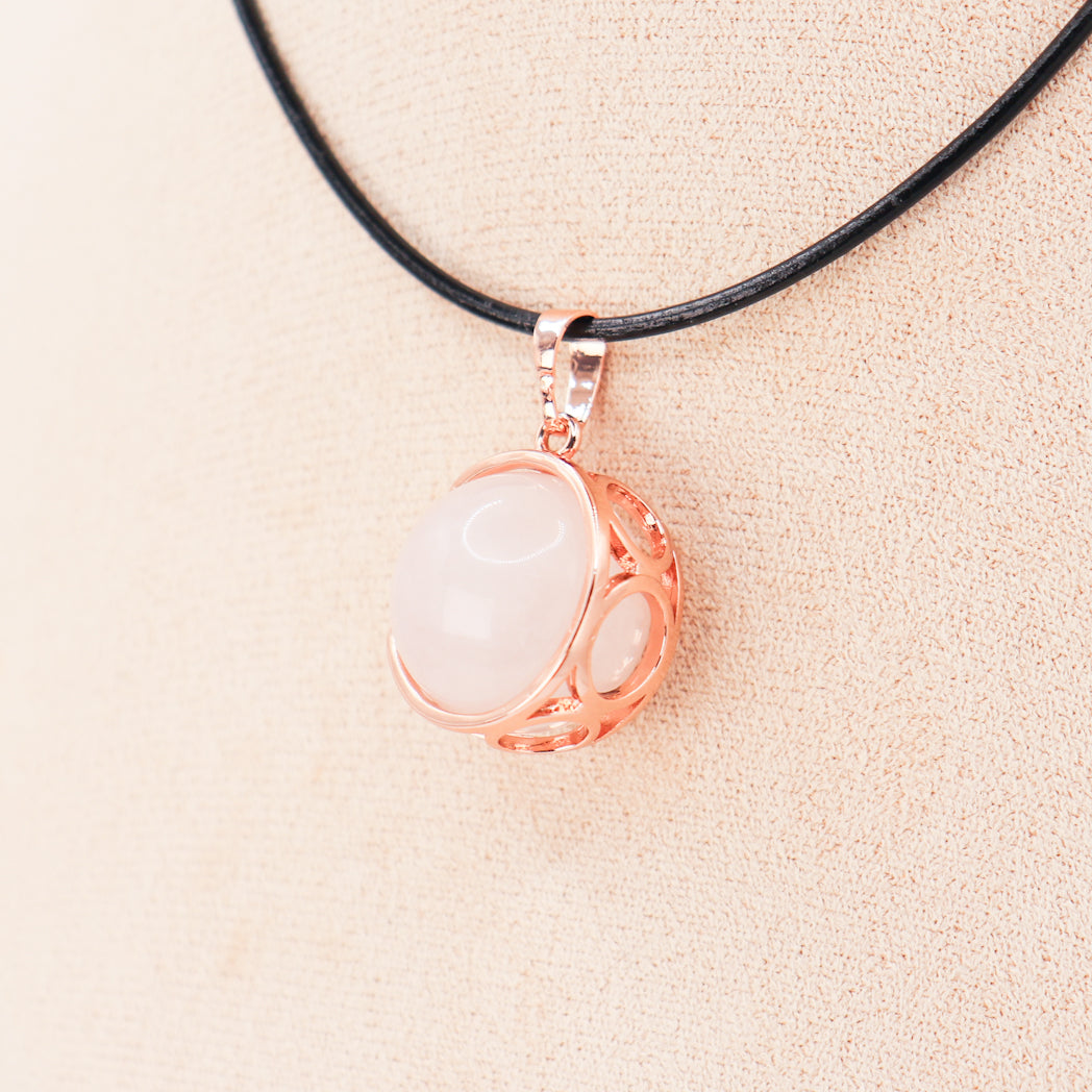 Pendant | Rose Quartz Moon Sphere-2
