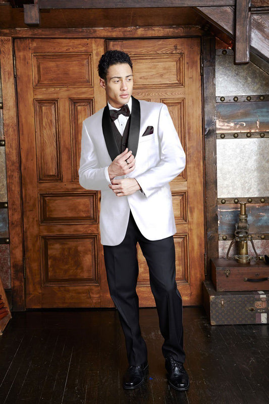 "Bradford" White Tuxedo Jacket Shawl (Separates)-0