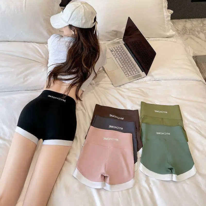 Brown High Waisted Hip Lifting Sports Shorts
