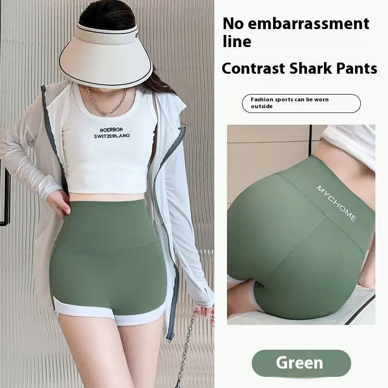 Brown High Waisted Hip Lifting Sports Shorts