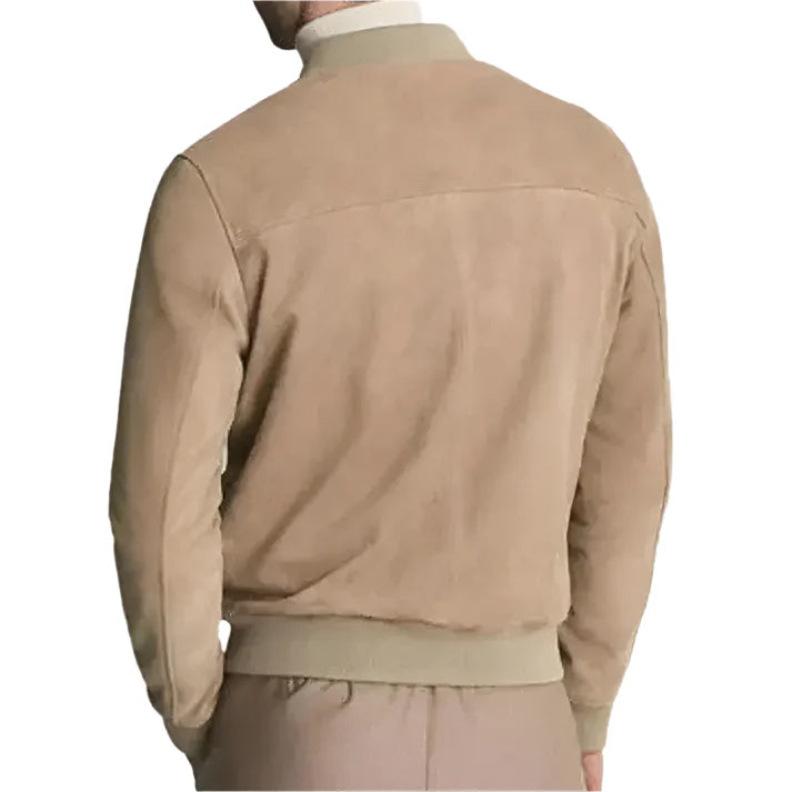 Men’s Brown Suede Leather Bomber Jacket-1