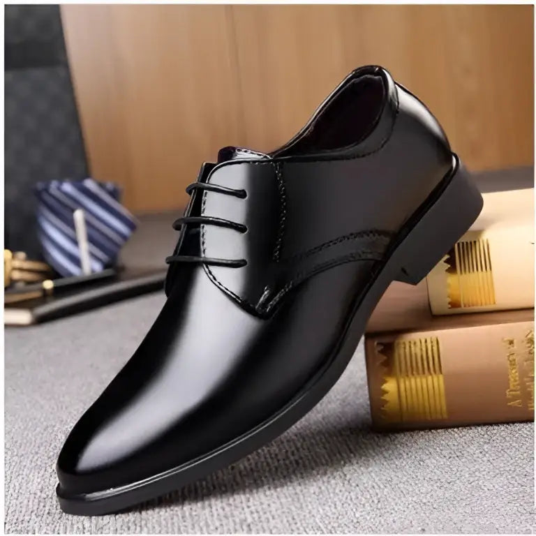Brown Pointed Toe Leather Shoes with Black Sole