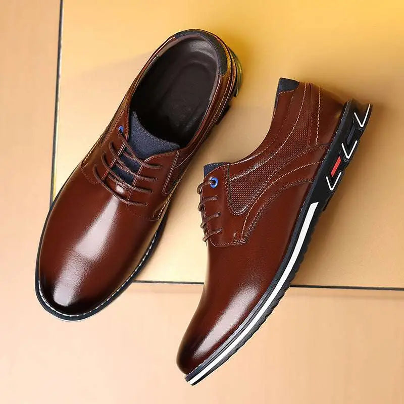 Brown Textured Work Fashion Leather Shoes