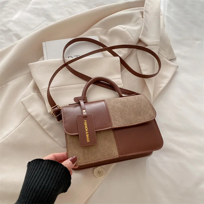 brown light brown duo  pu leather classy handbags 