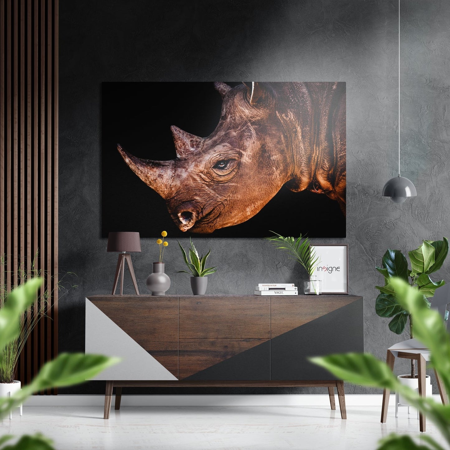 Rhinoceros Brushed Aluminium Dibond Wall Art