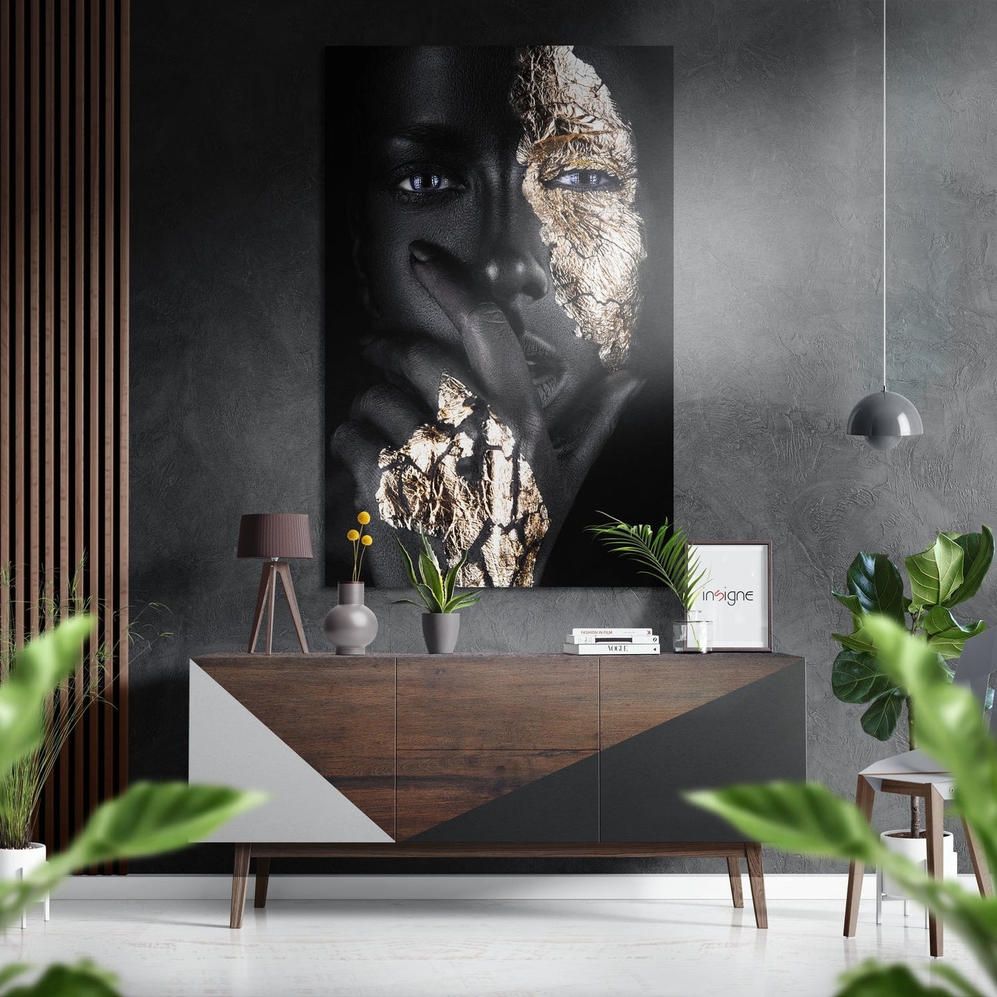 Golden Woman Brushed Aluminium Dibond Wall Art