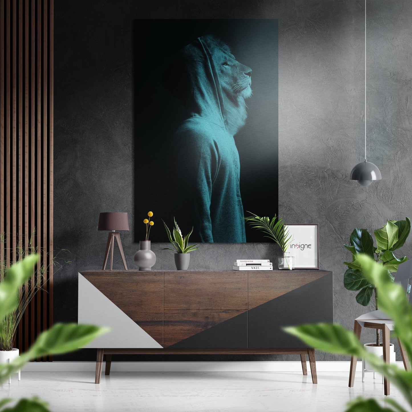 Lion Man Brushed Aluminium Dibond Wall Art