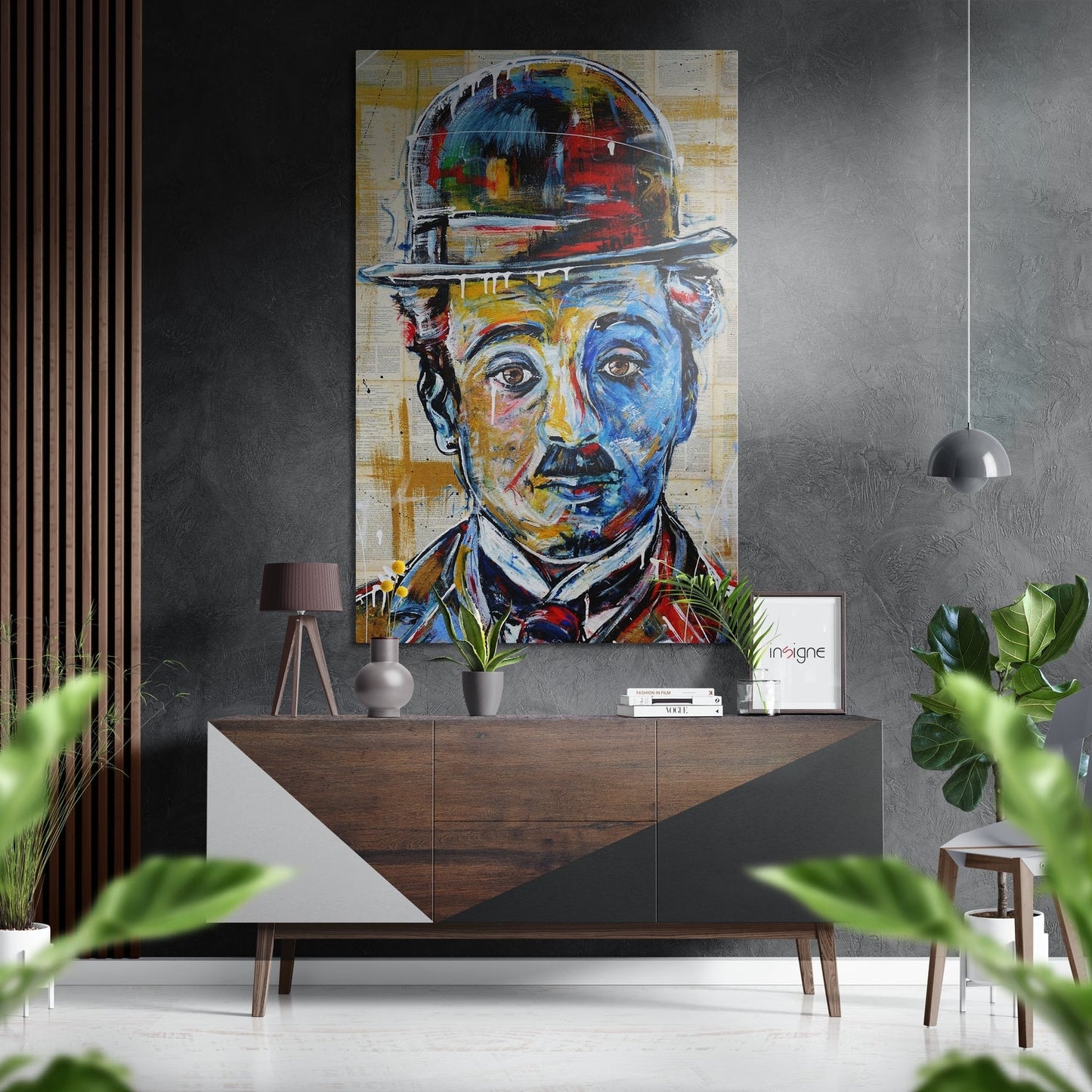 Charlie Chaplin Brushed Aluminium Dibond Wall Art