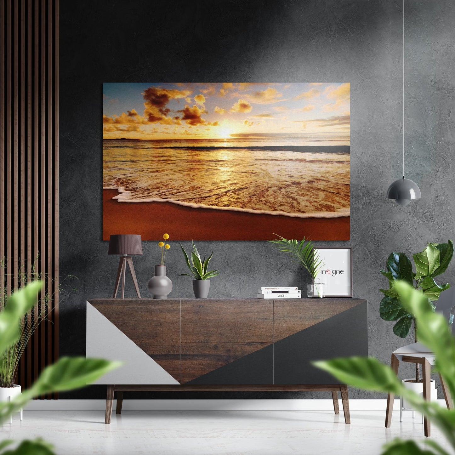 Sunset at the Beach Brushed Aluminium Dibond Wall Art