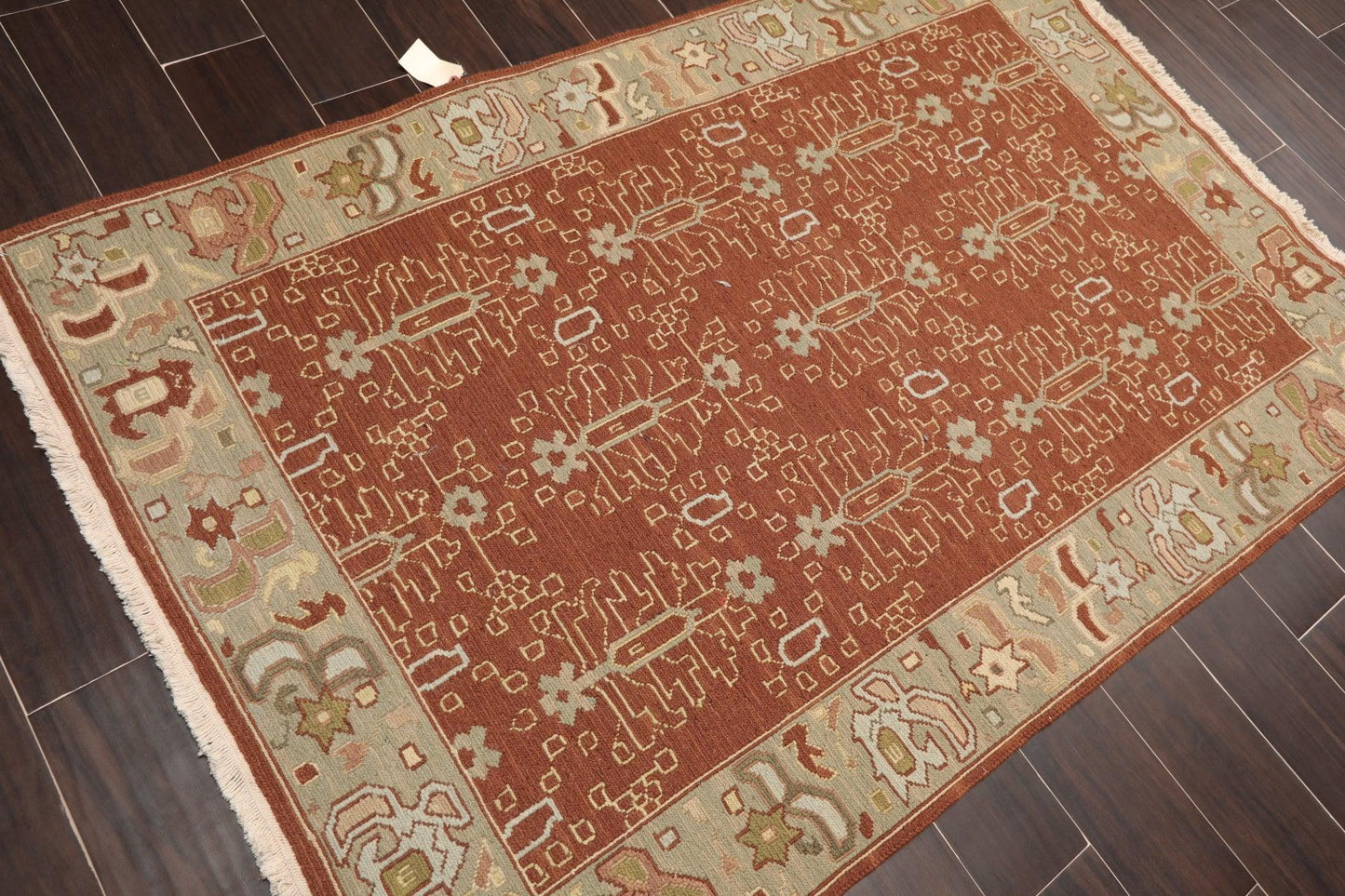3'10" x 5'10" Hand Knotted Wool Reversible Panel Area Rug Brown-3