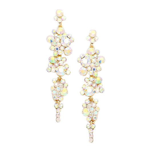 Bubble Stone Cluster Dangle Evening Earrings