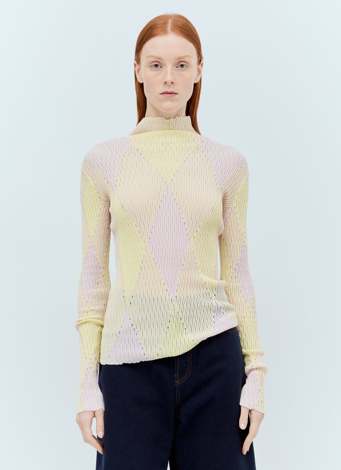 Burberry Women Argyle High-Neck Sweater