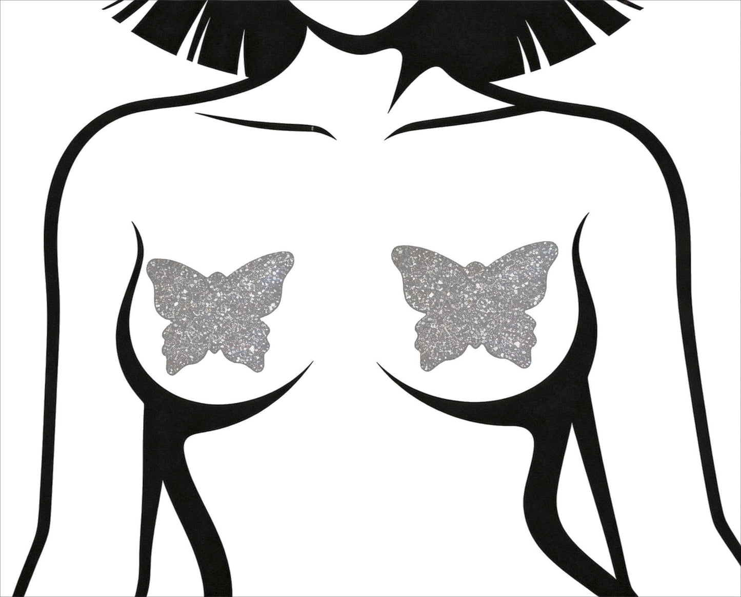 Silver Glitter Butterfly Pasties