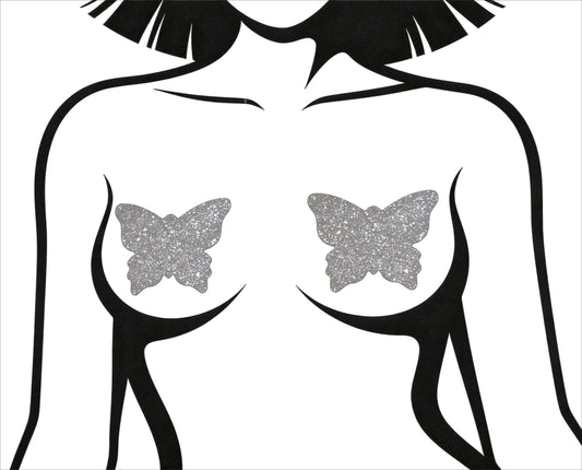 Silver Glitter Butterfly Pasties