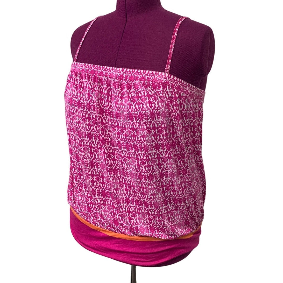 Lane Bryant Womens Size 18/20 Optional Adjustable Thin Strap Pink Patterned Top