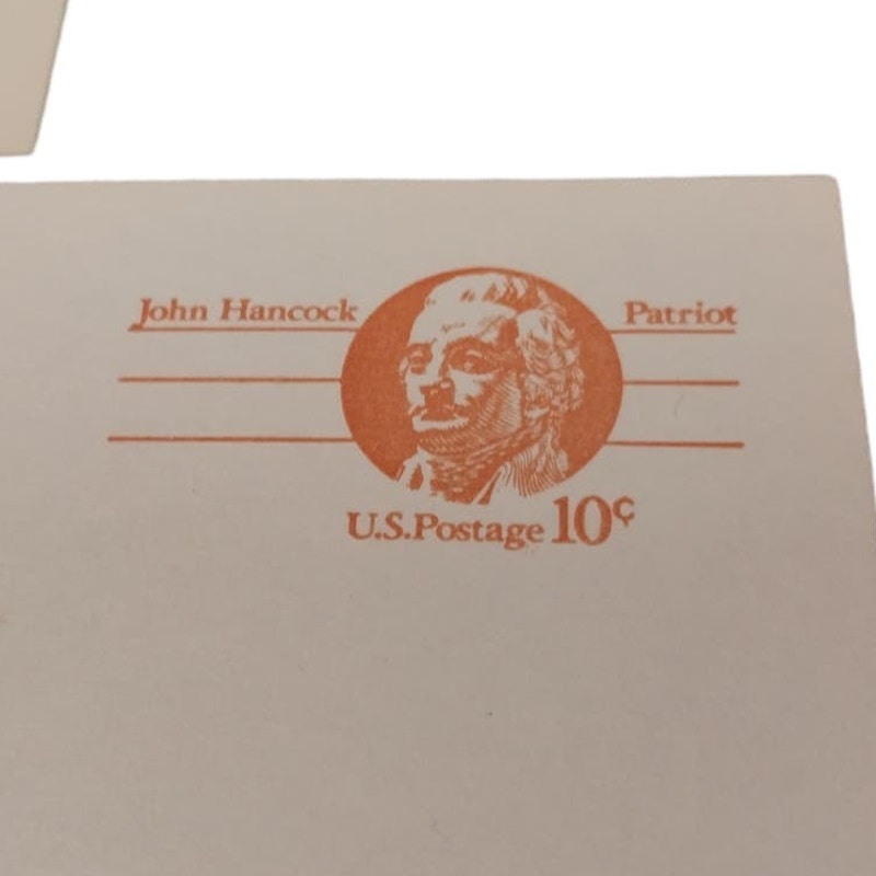 6 Vintage 1970s Pre-Paid Postage Hancock Samuel Adams Hanson Blank Postcards