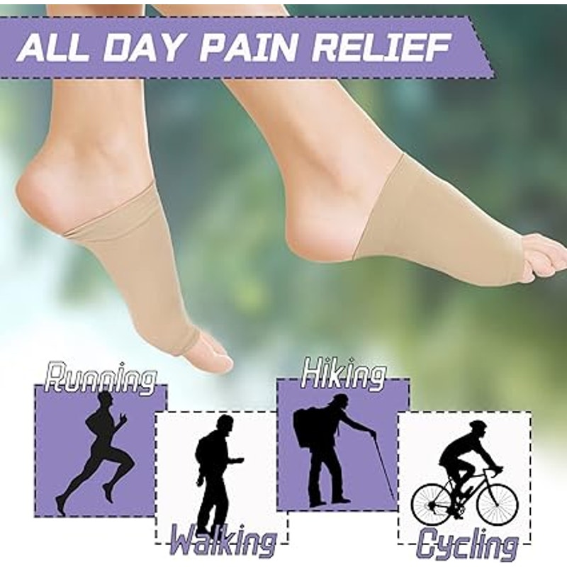 New 4 Piece Arch Sleeve Support Flat Foot Sock Support Cushioned Metatarsal Pads