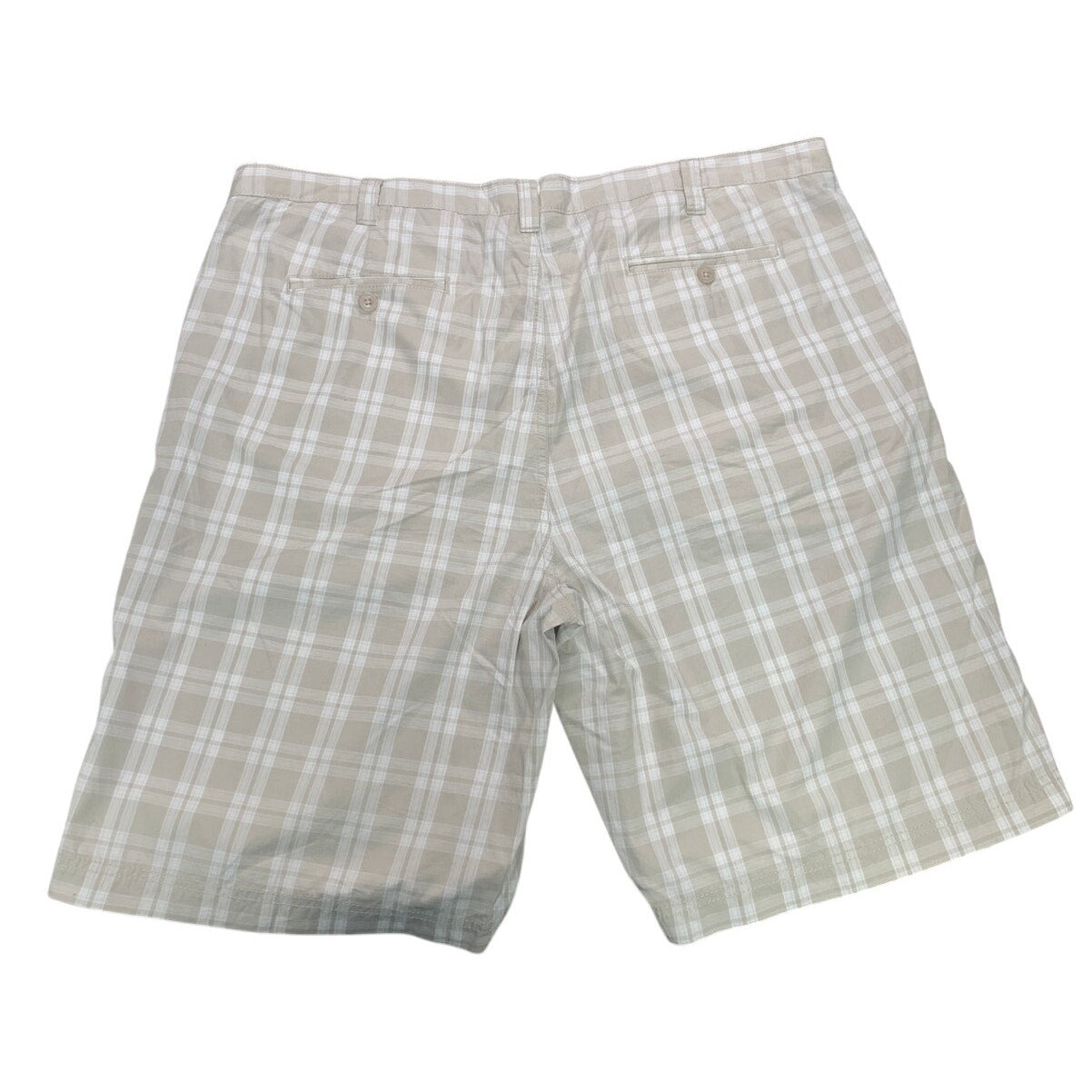 Apt 9 Mens Size 42 100% Cotton Beige Brown Plaid Multi Pocket Bermuda Shorts