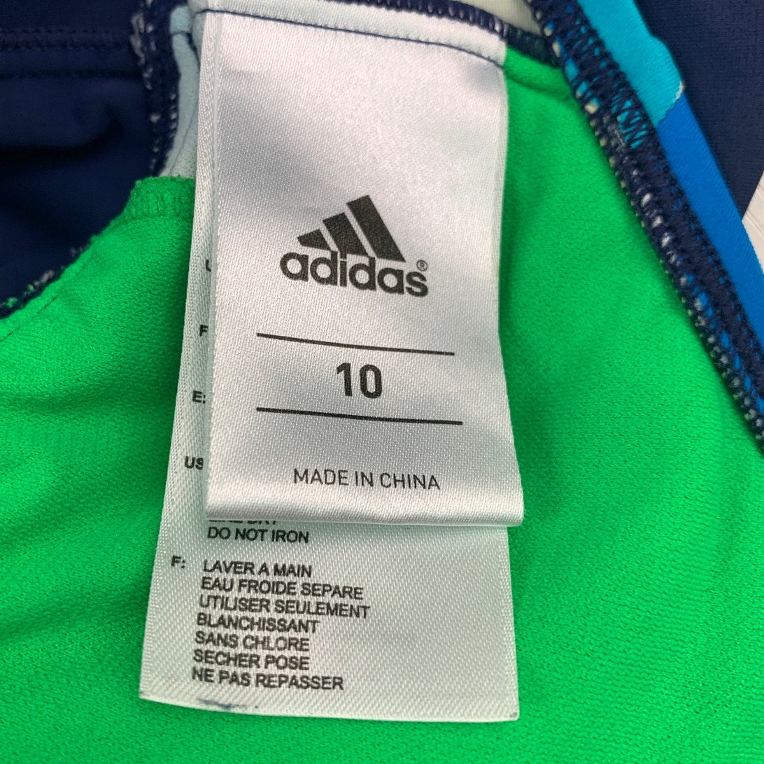 Adidas Womens Size 10 Striped Adjustable Thin Strap Ring Padded Swim Top ONLY