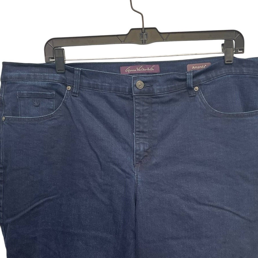 Gloria Vanderbilt 22W Amanda Flat Front Stretch Cotton Denim Blue Jeans Pockets