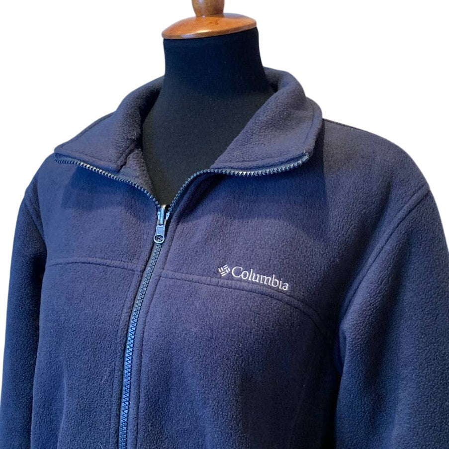 Columbia Navy Blue Mens Medium Full Zip Long Sleeve Warm Fleece Jacket w Pockets