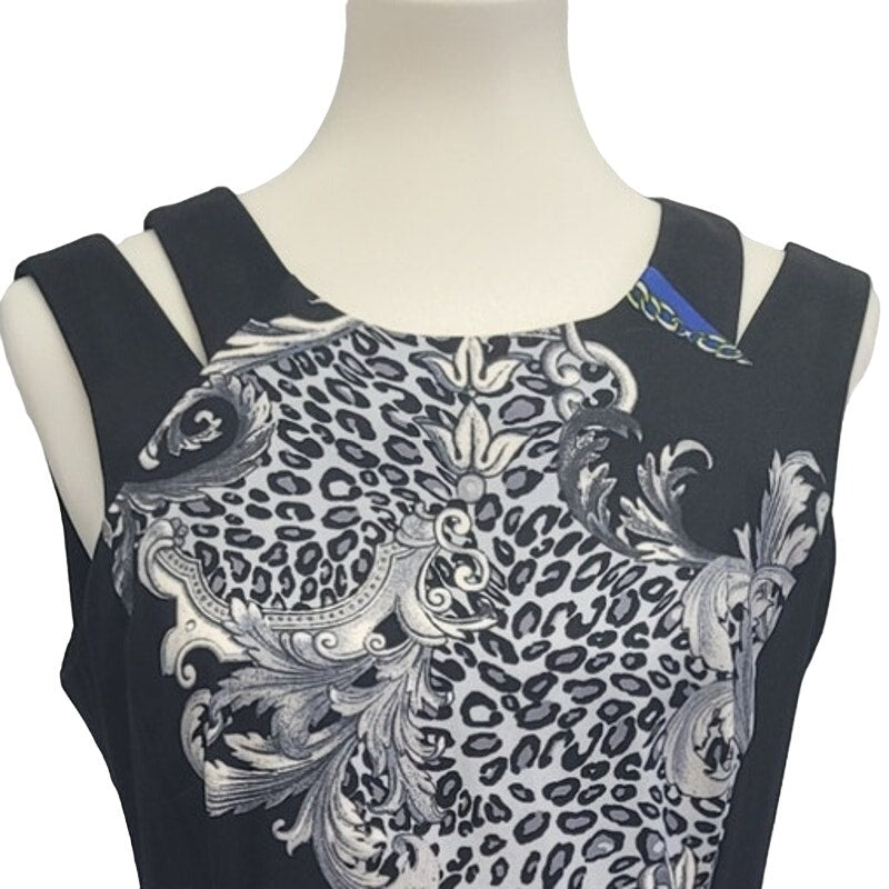 Connected Womens Size 8 PolyCotton Sleeveless Back Zip Patterned Sheath Dress