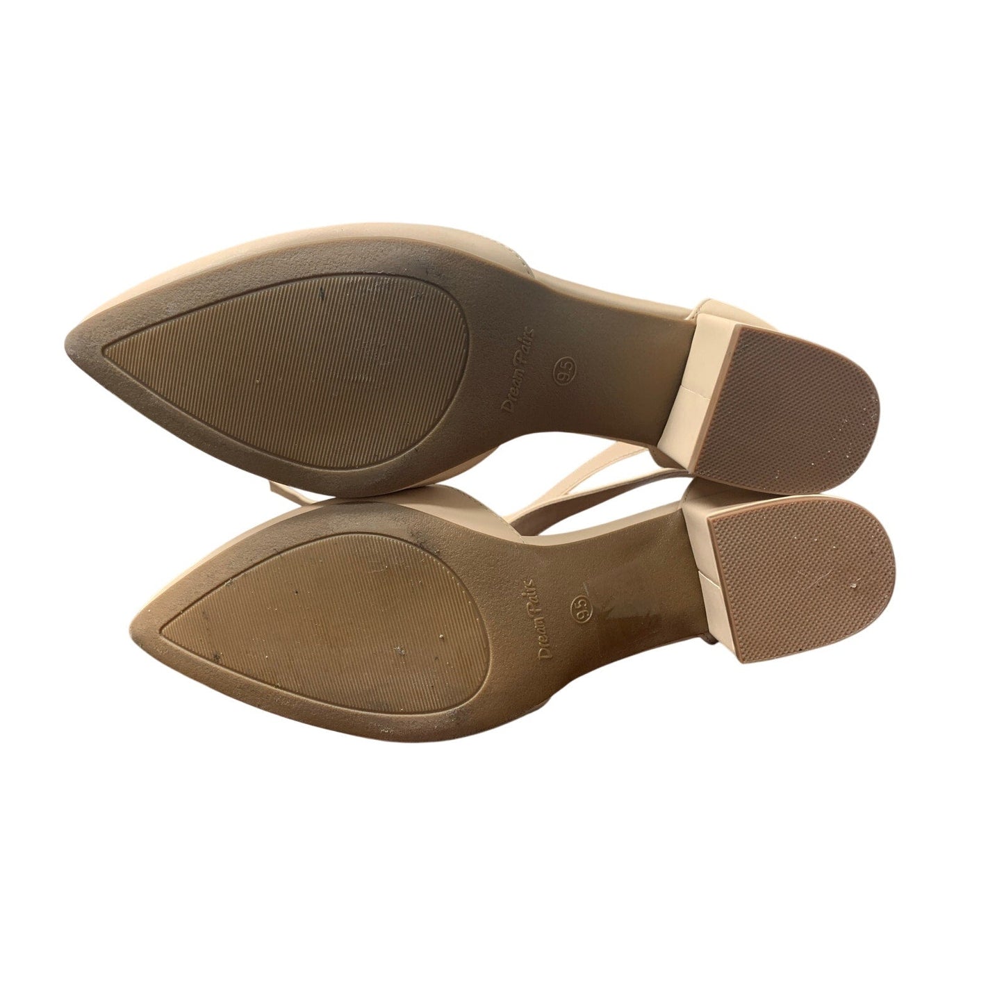 Dream Pairs Womens 9.5 Tan Pointy Toe 2.5" Block Heel Ankle Strap Sandal Shoes