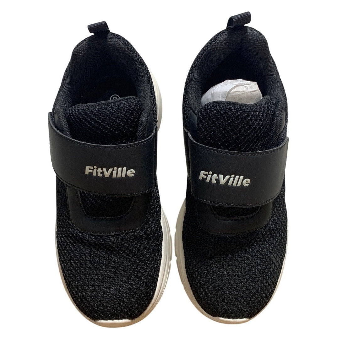 Fitville Womens Size 8 Black Sneakers Closed Round Toe Hook Loop Fastener Shoes