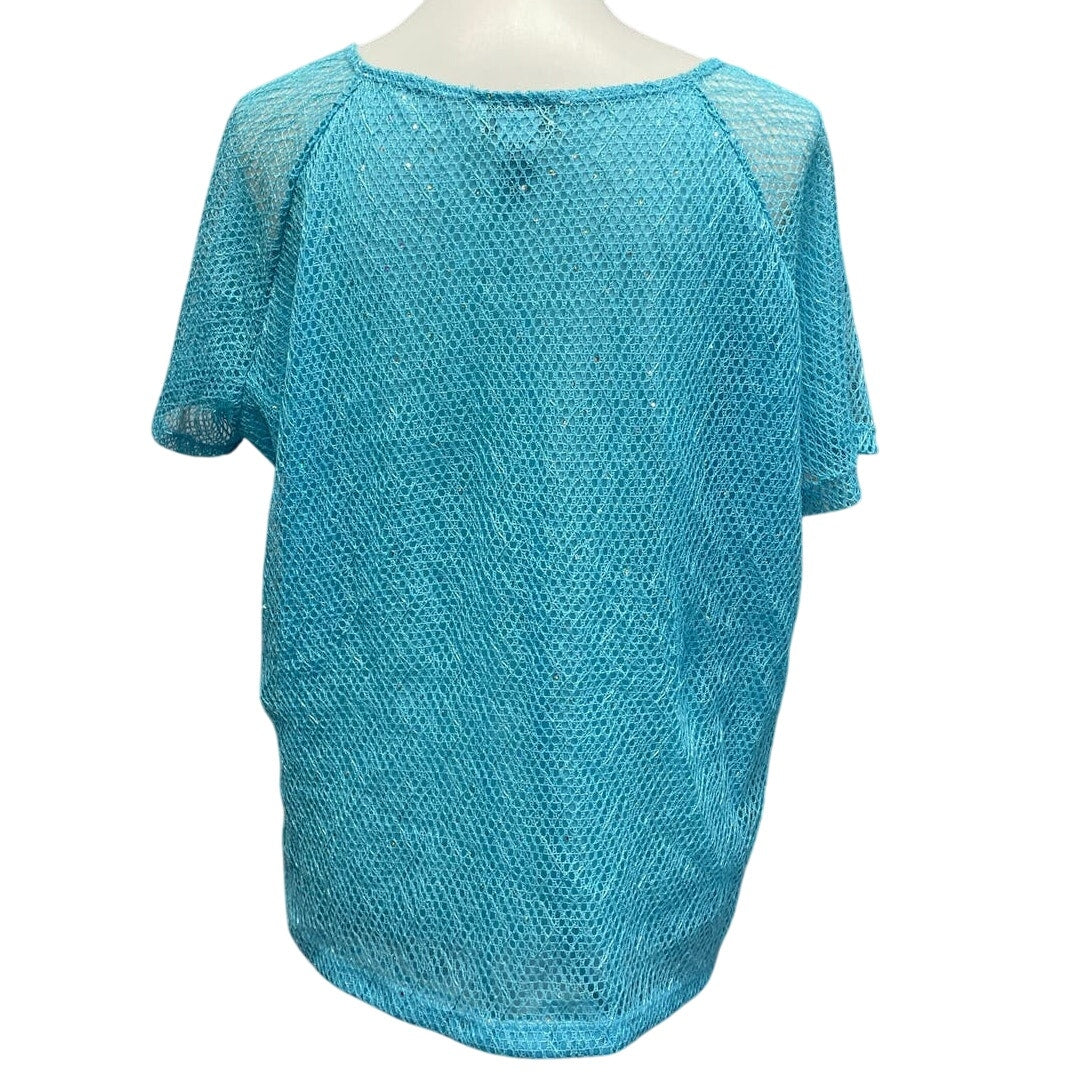 Cathy Daniels Womens XL Short Sleeve Polyester Sequin Short Sleeve Crew Neck Top