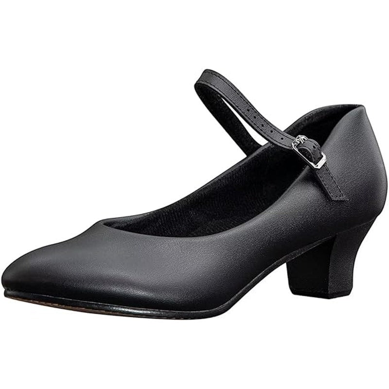 Arcliber Womens 9 Black Faux Leather 2" Heel Round Toe Buckle Character Shoes