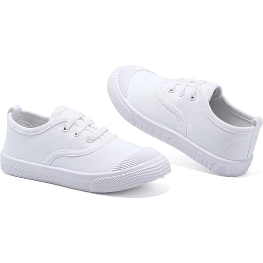 Toddler Kids Size 7 White Canvas Slip On Running Walking Sneaker Tennis Shoes