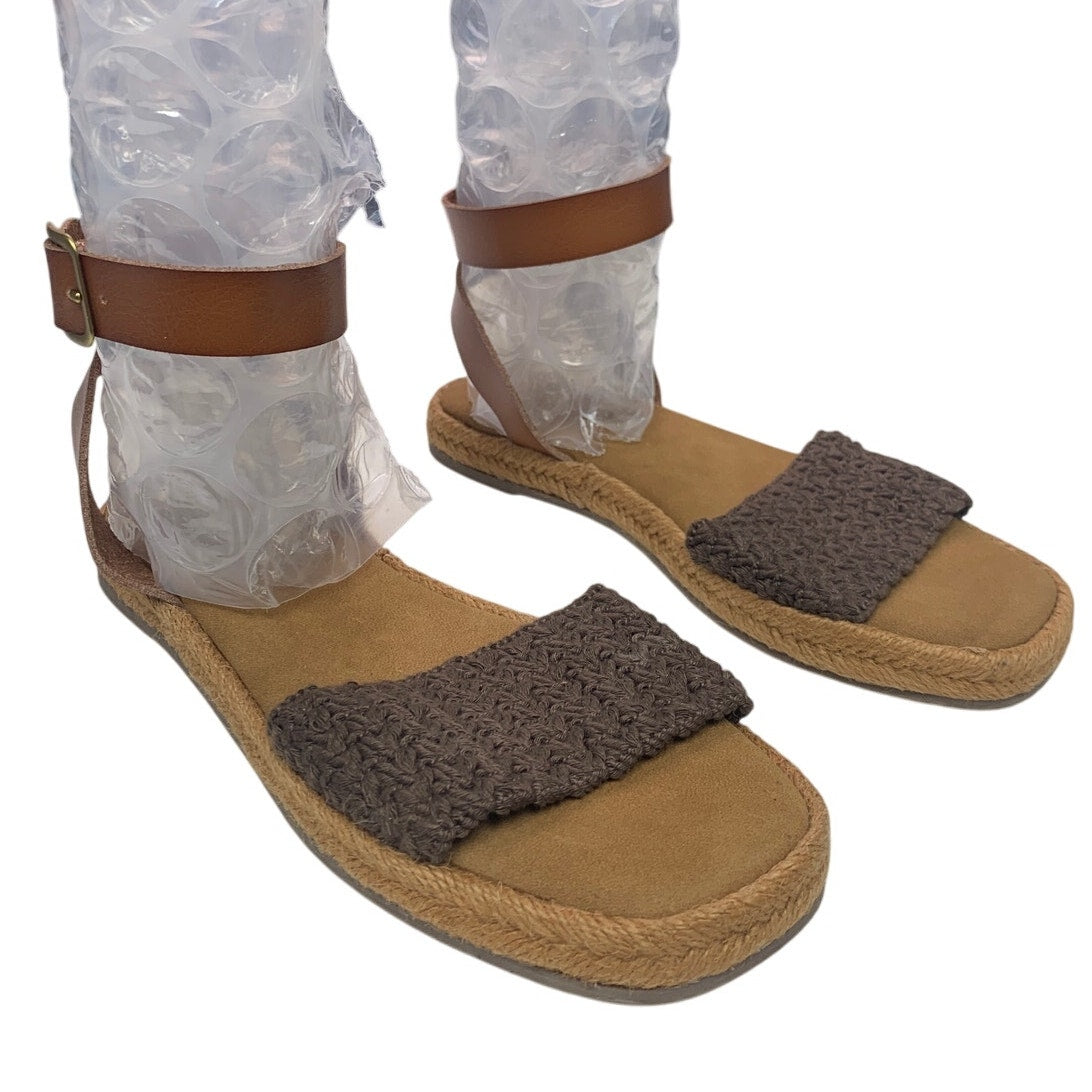 New American Eagle Womens US Size 8 Espadrille Ankle Wrap Faux Leather Sandals