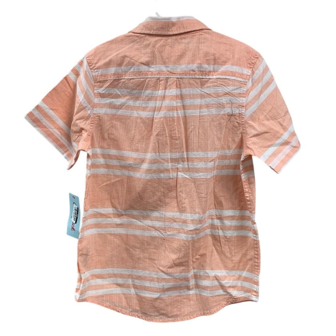 2 New Cat & Jack Boys Medium (8) Short Sleeve Striped Melon Button Up Shirts