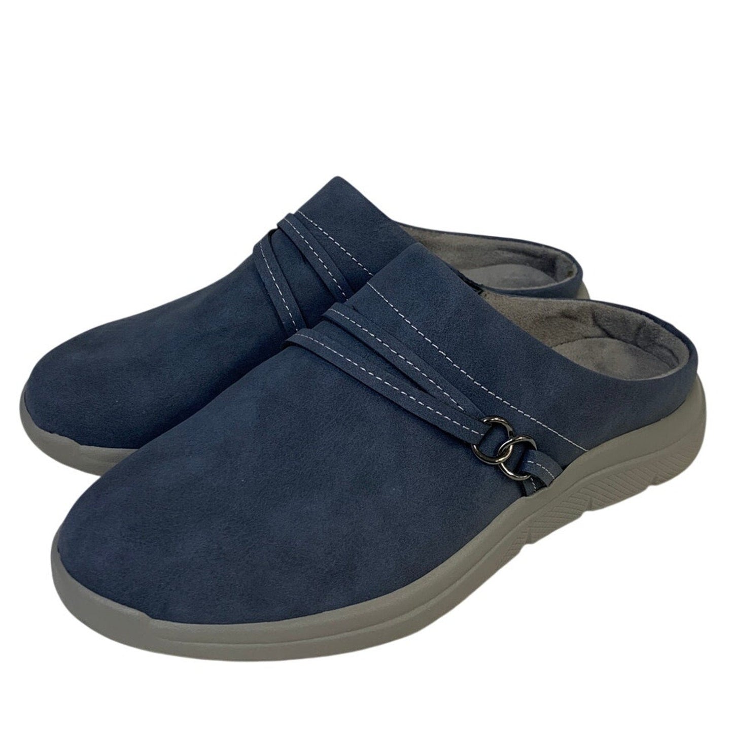 JSport Womens Size 6 Blue Faux Leather Gina Slip On Memory Foam Sneaker Shoes