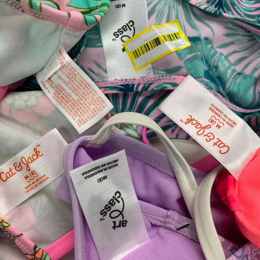 Lot of 5 Art Class Cat & Jack Girls Medium Floral Tropical Bikini Swim Tops ONLY