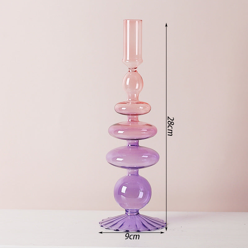 Creative Minimalist Glass Candlestick Vase Artifacts
