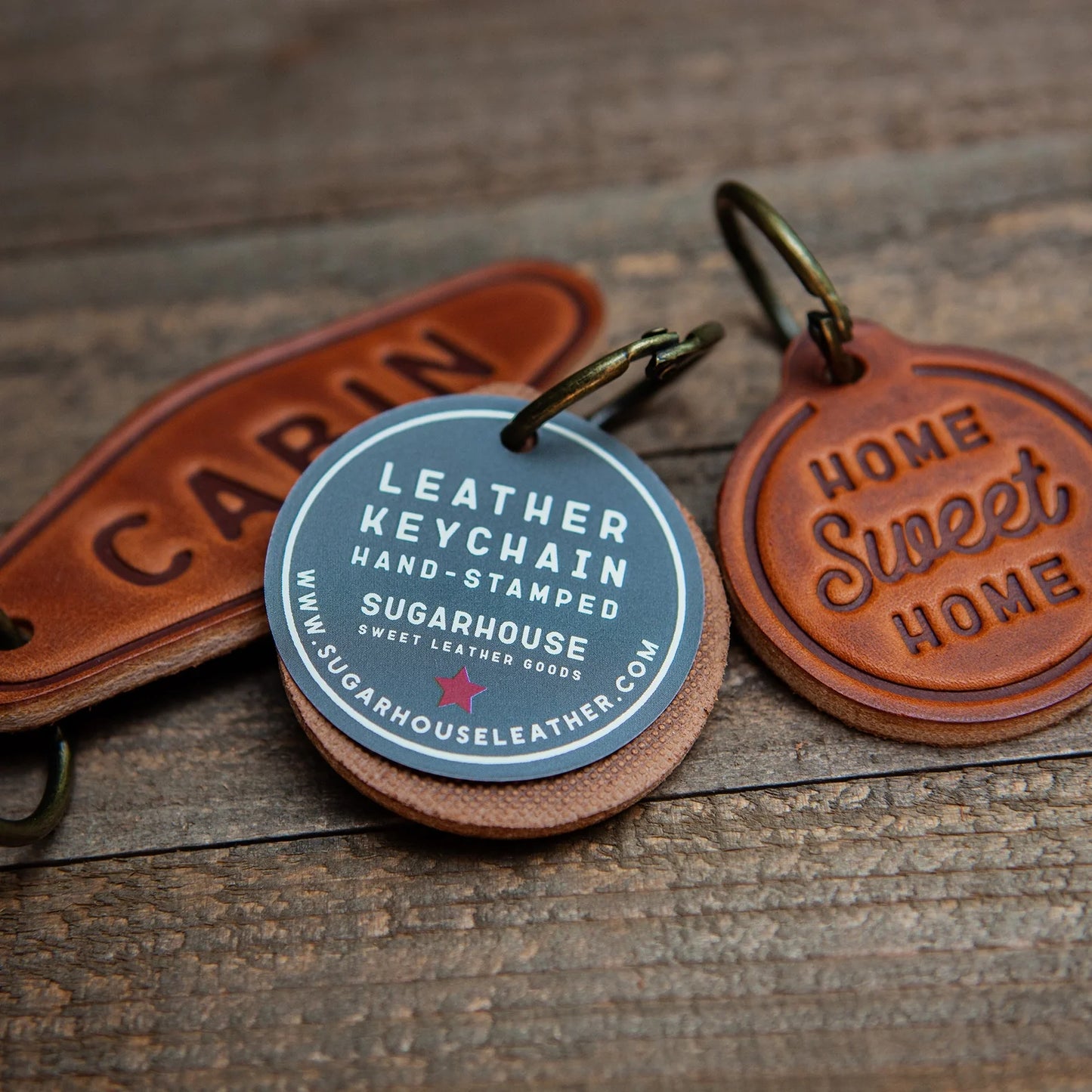 Pocket Ruler Rectangular Leather Keychain