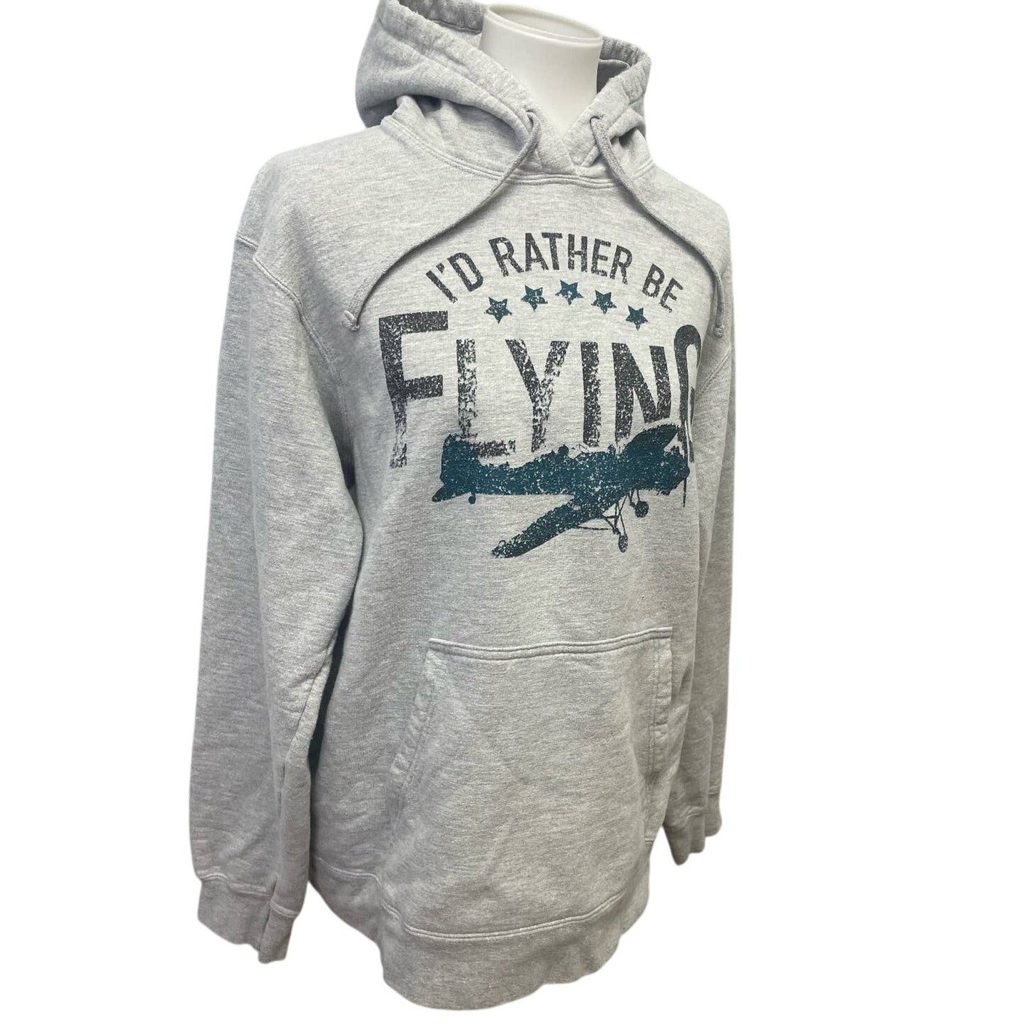 I'd Rather Be Flying Plane Mens Large Long Sleeve Cotton Blend Sweatshirt Hoodie