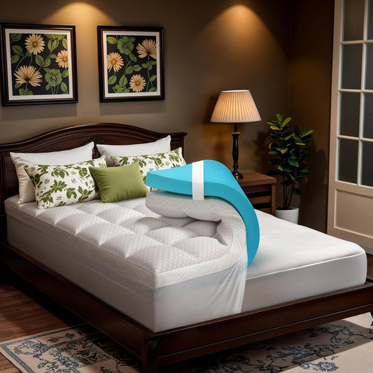 Dual Layer Memory Foam Mattress Topper for Comfort-0