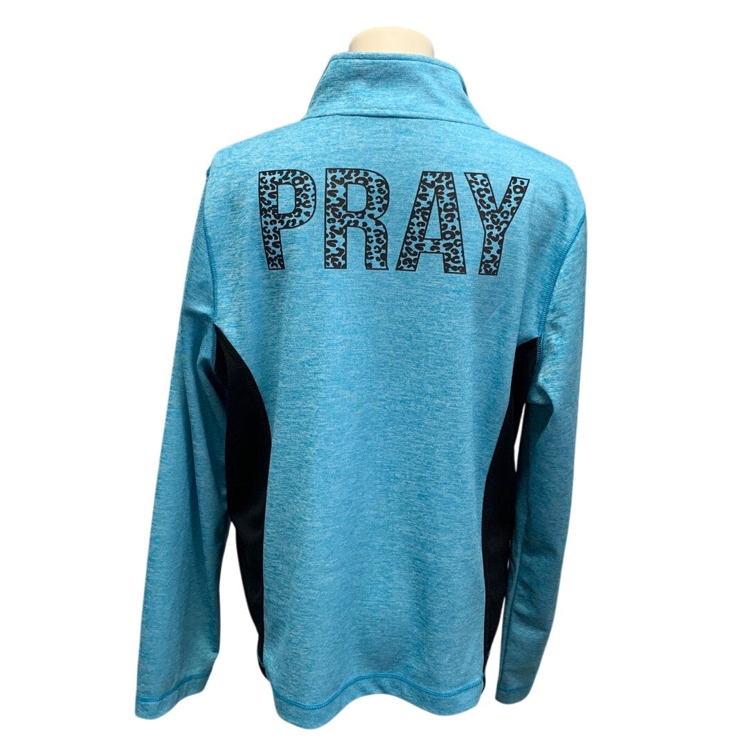 Hand Printed Upcycled Womens Plus Size 1X PRAY Leopard Print Athletic Zip Jacket