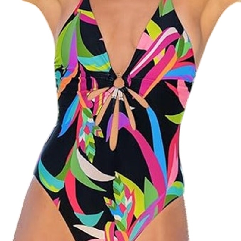 NWT New Trina Turk Womens Size 6 Birds of Paradise Floral One Piece Swimsuit