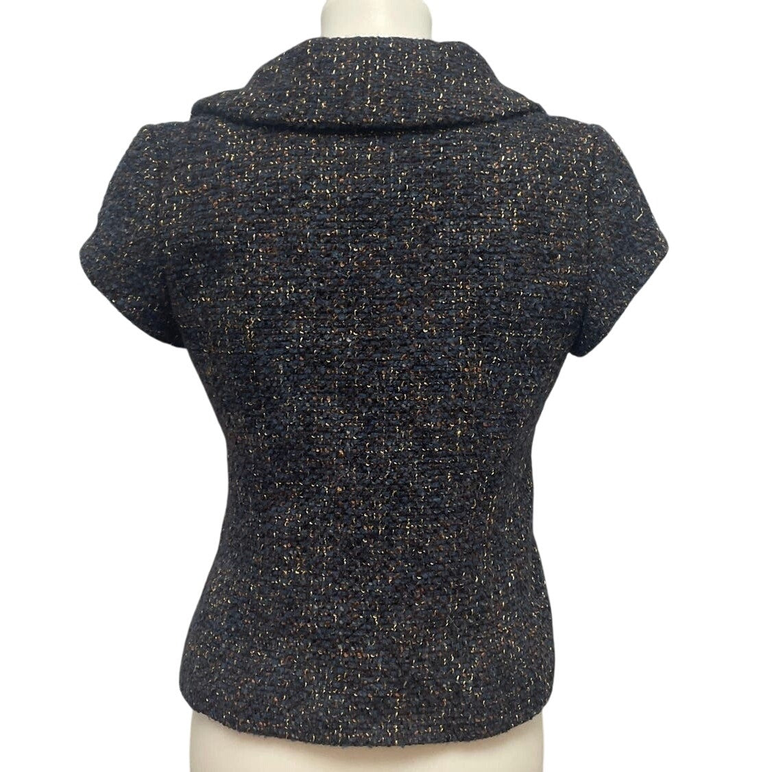 Classiques Entier Womens Small Short Sleeve Wool Blend Front Zip Blazer Jacket