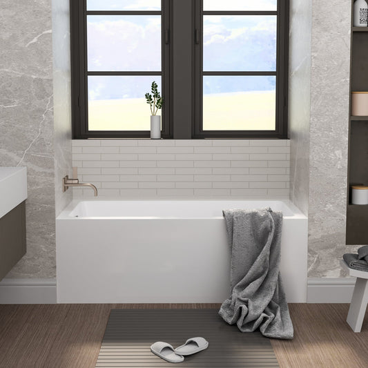 60" Acrylic Alcove Soaking Bathtub with Skirt - Glossy