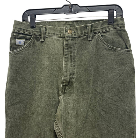 Vintage Wrangler for Women Size 14 X 34 High Rise 100% Cotton Green Denim Jeans