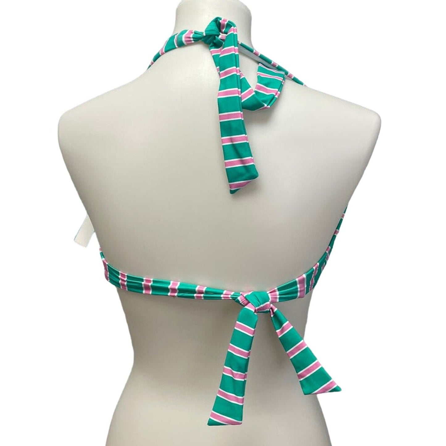 New Draper James Womens Medium Striped UPF 50 Neck Back Tie Halter Swim Top ONLY