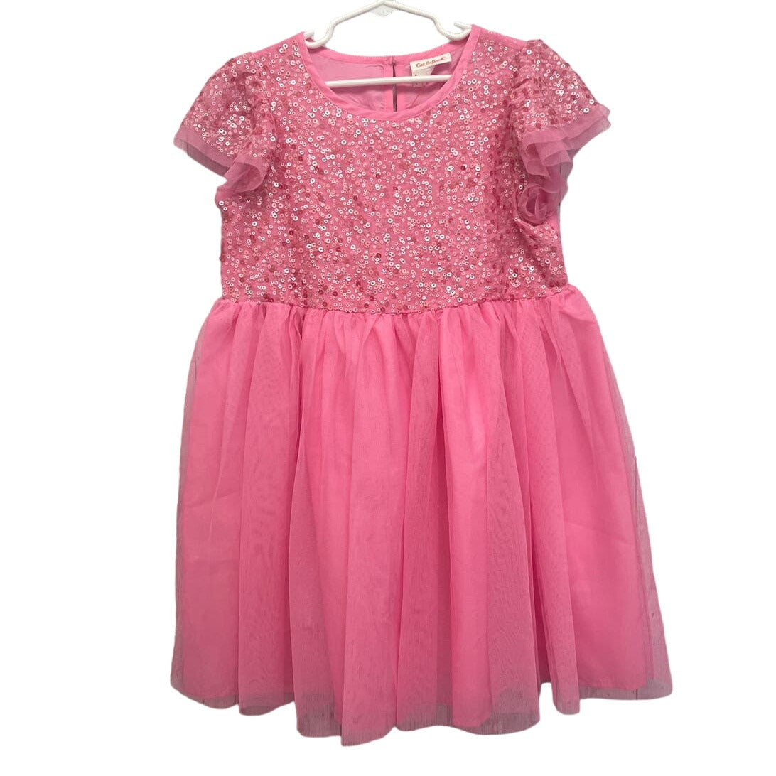 New Cat & Jack Girls Medium (8) Cap Sleeve Sequined Recycled Poly Princess Dress
