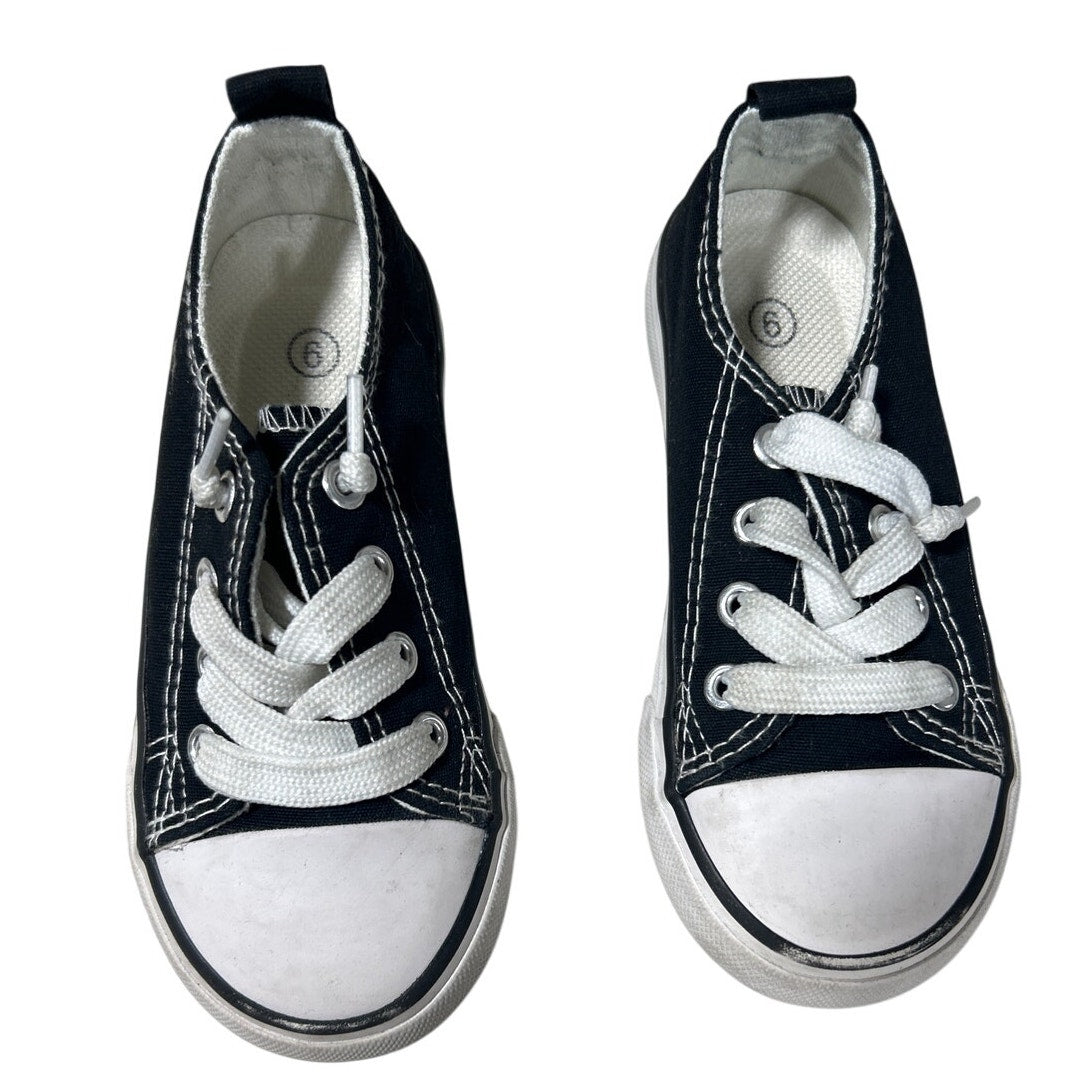 Cofopo Toddler Boys Size 6 Black Sneakers Low Top Lace Up Round Toe Canvas Shoes