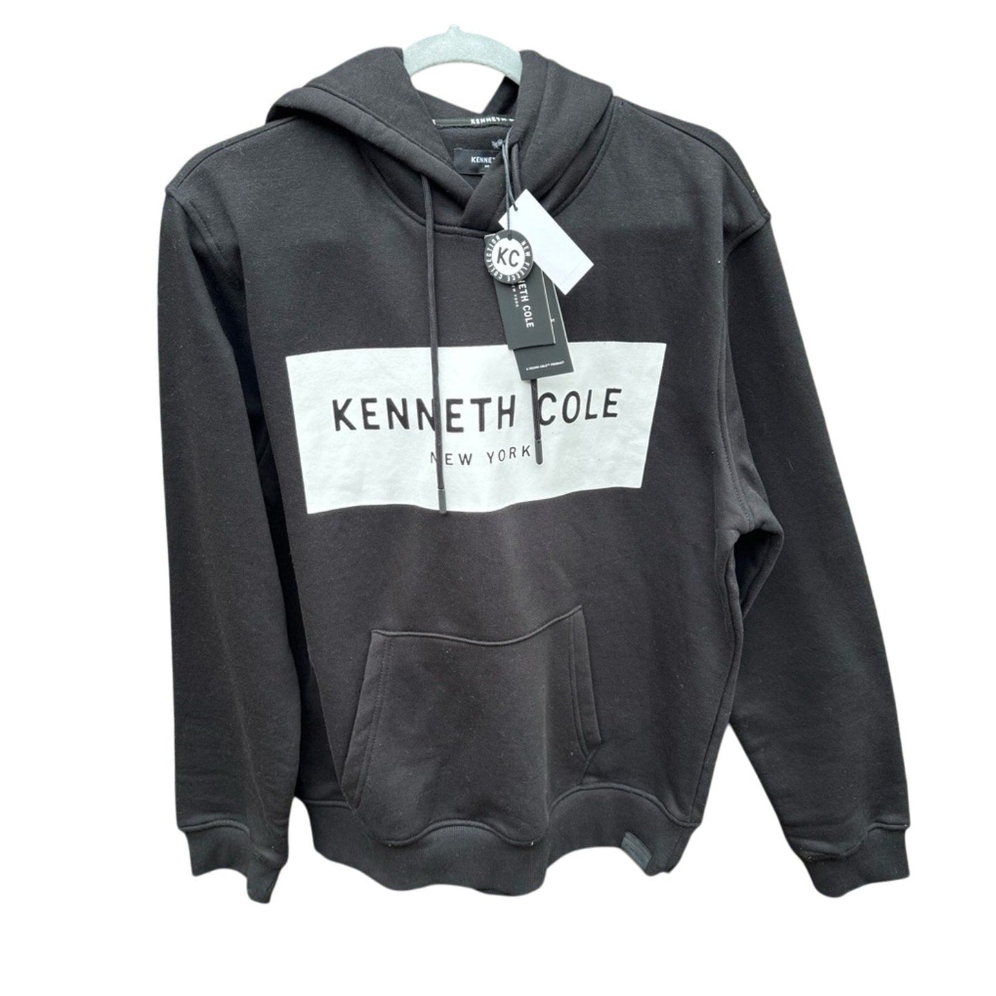 NWT New Kenneth Cole Mens Large Black Mobility Fleece Hoodie Hooded Sweatshirt